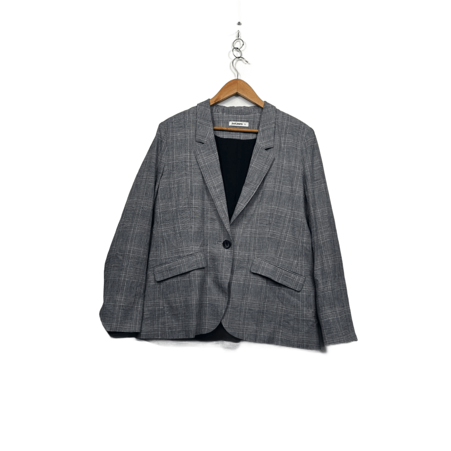 Just Jeans Grey Check Blazer Jacket Size 14