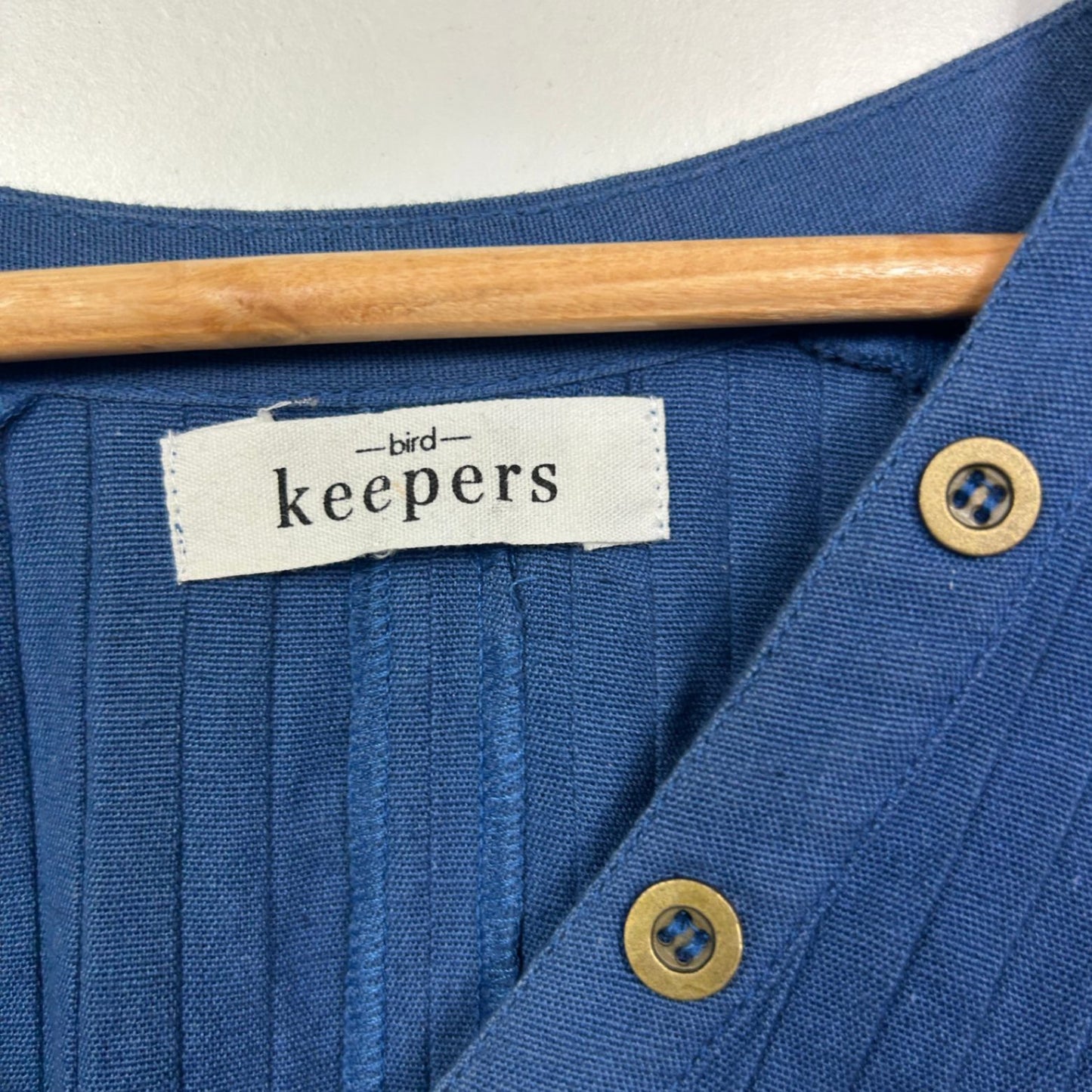 Bird Keepers Long Sleeve Blue 3/4 Sleeve Pleated Shift Dress Size 16 18