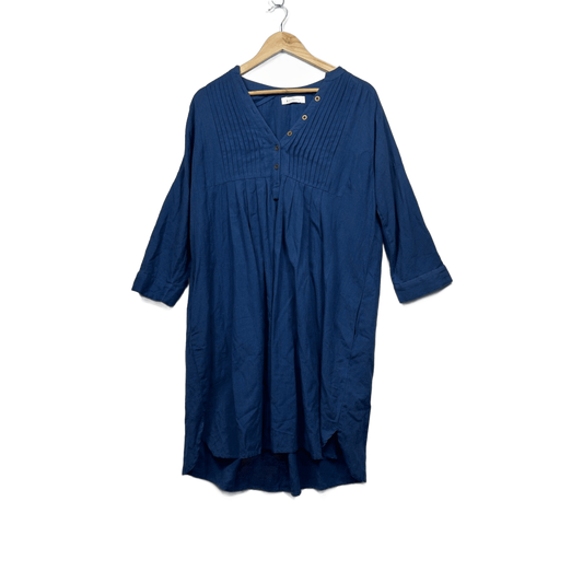 Bird Keepers Long Sleeve Blue 3/4 Sleeve Pleated Shift Dress Size 16 18