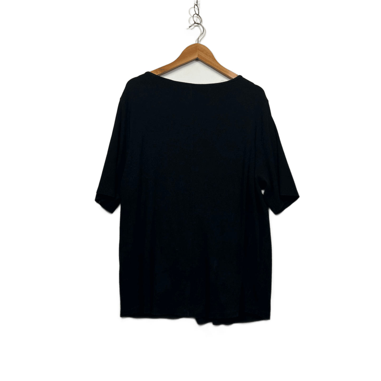 Taking Shape Women's Black Short Sleeve Cut Out Ribbed Basic Top Size 22