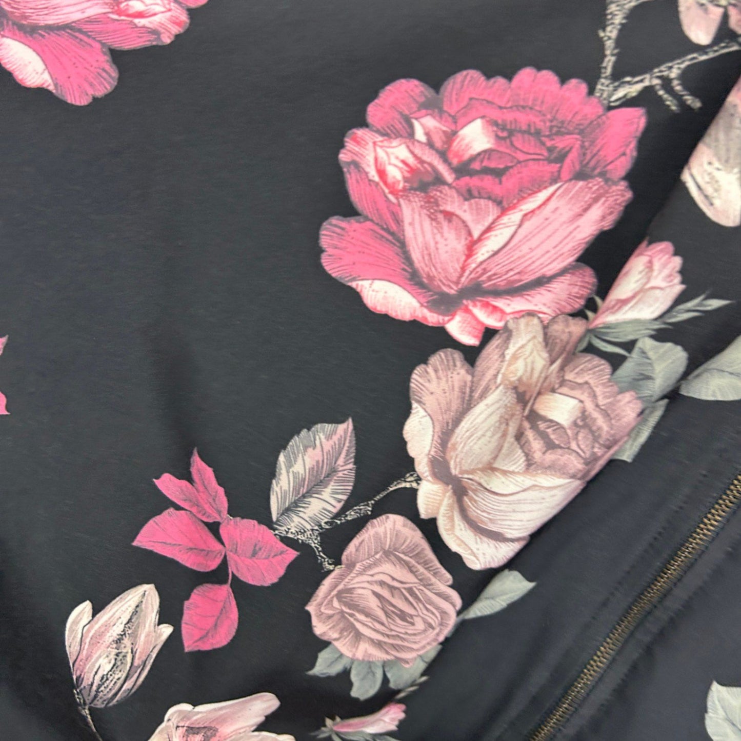 City Chic Full Zip Up Black Short Sleeve Knee Length Floral Dress Size 18