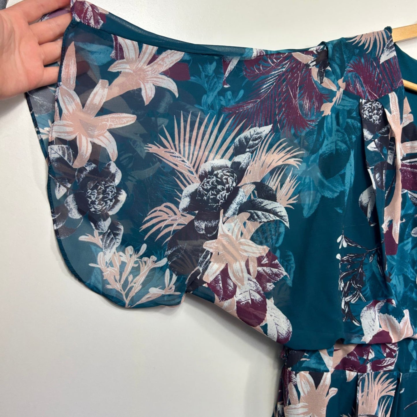 City Chic Teal Short Sleeve Floral Fit & Flare Cocktail Dress Size 18