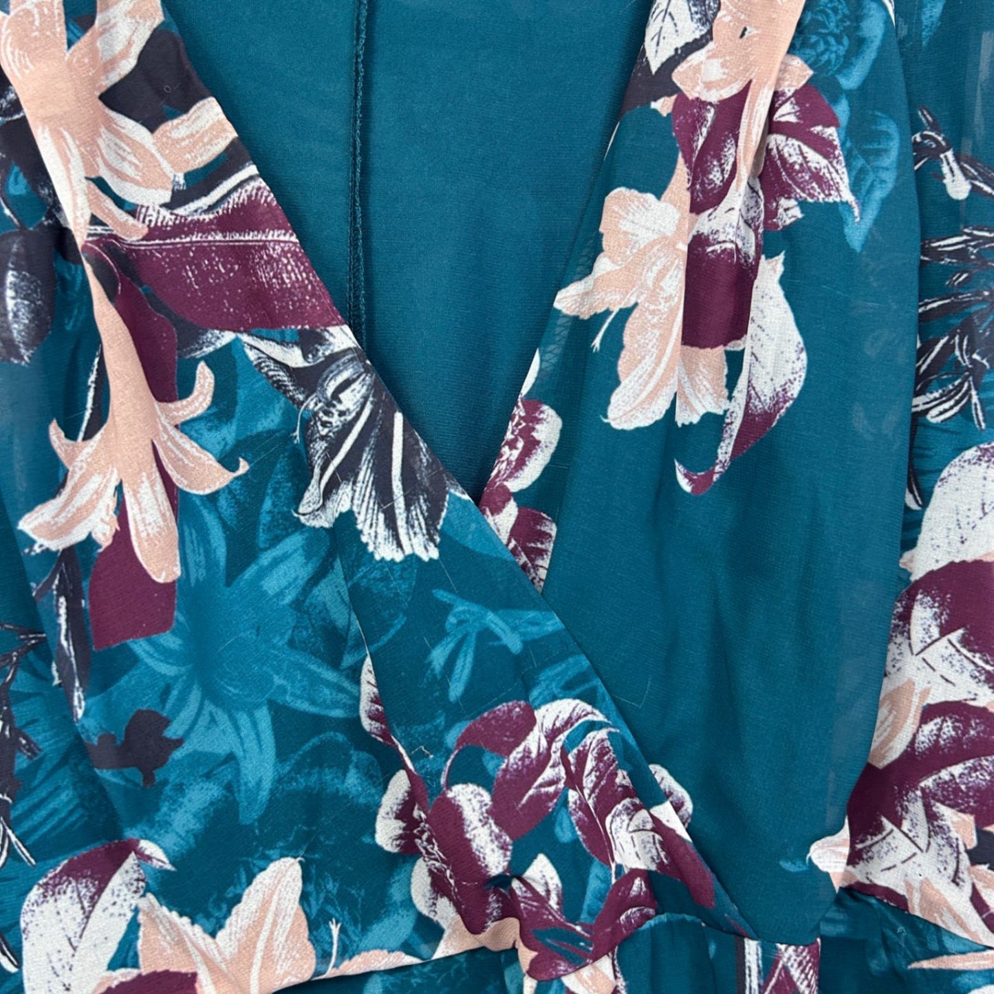 City Chic Teal Short Sleeve Floral Fit & Flare Cocktail Dress Size 18