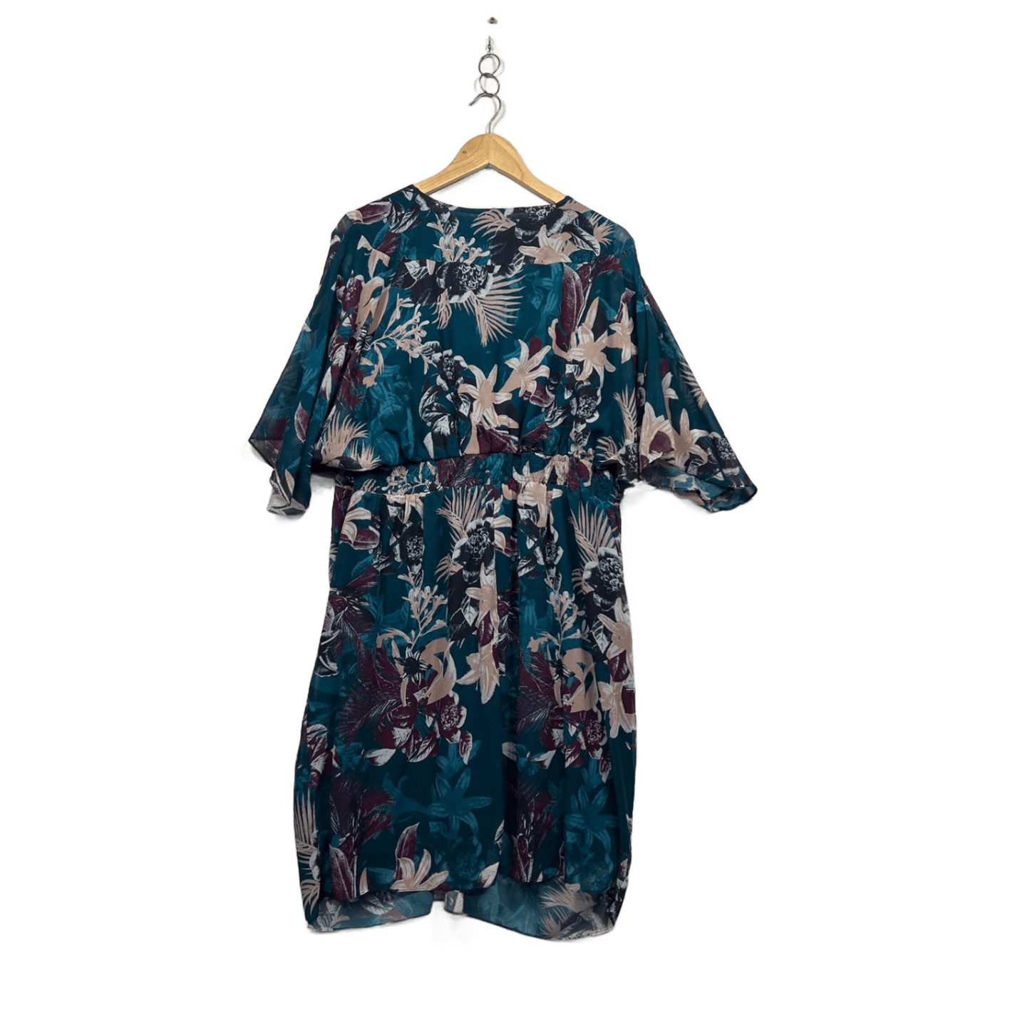 City Chic Teal Short Sleeve Floral Fit & Flare Cocktail Dress Size 18
