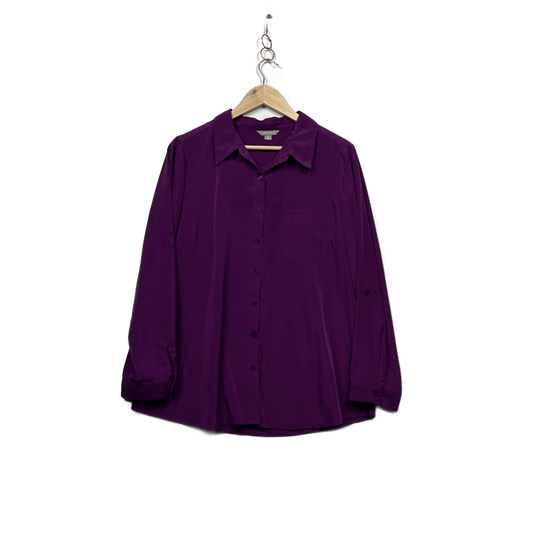 Suzanne Grae Purple Long Sleeve Button Up Top Shirt Blouse Size 14