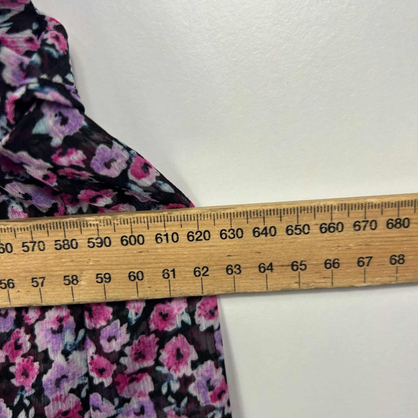 Anko Black Pink Floral Long Sleeve Ruffle Blouse Top Size 18