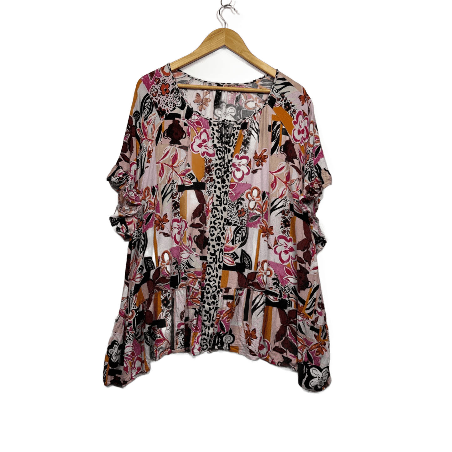 Taking Shape Tunic Top Floral Multicoloured Viscose Size 14 16 Plus