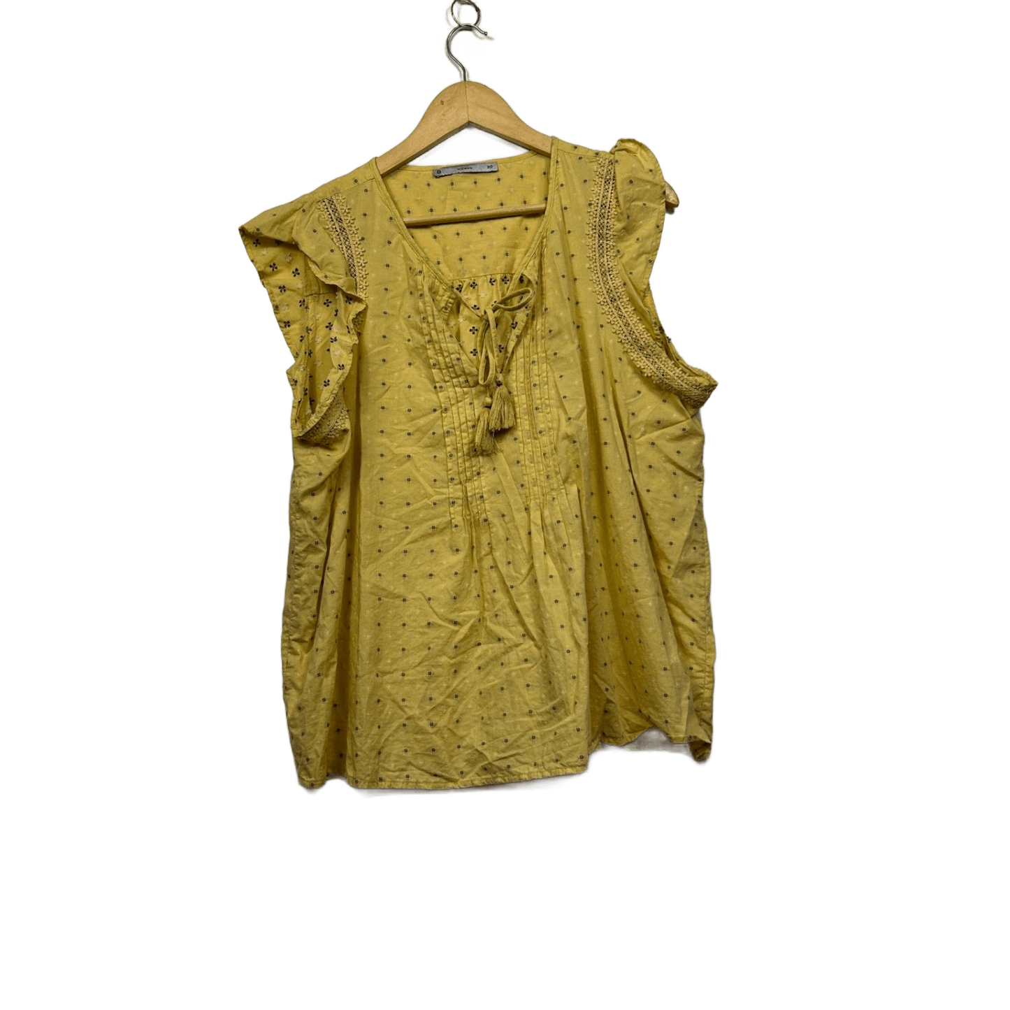 Target Yellow Short Sleeve V-Neck Top Blouse Size 20