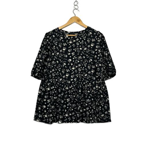 Anko Black White Short Sleeve Round Neck Floral Top Size 20
