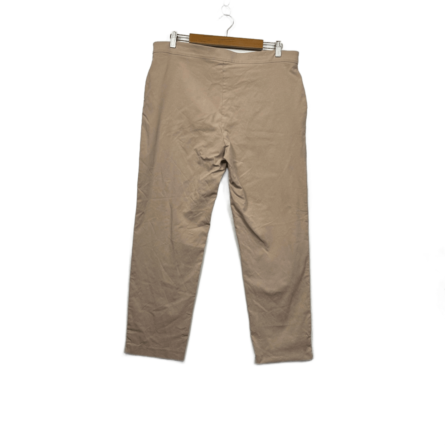 Preview Beige Elastic Waist Pockets Pull-On Tailored Straight Leg Pants Size 18