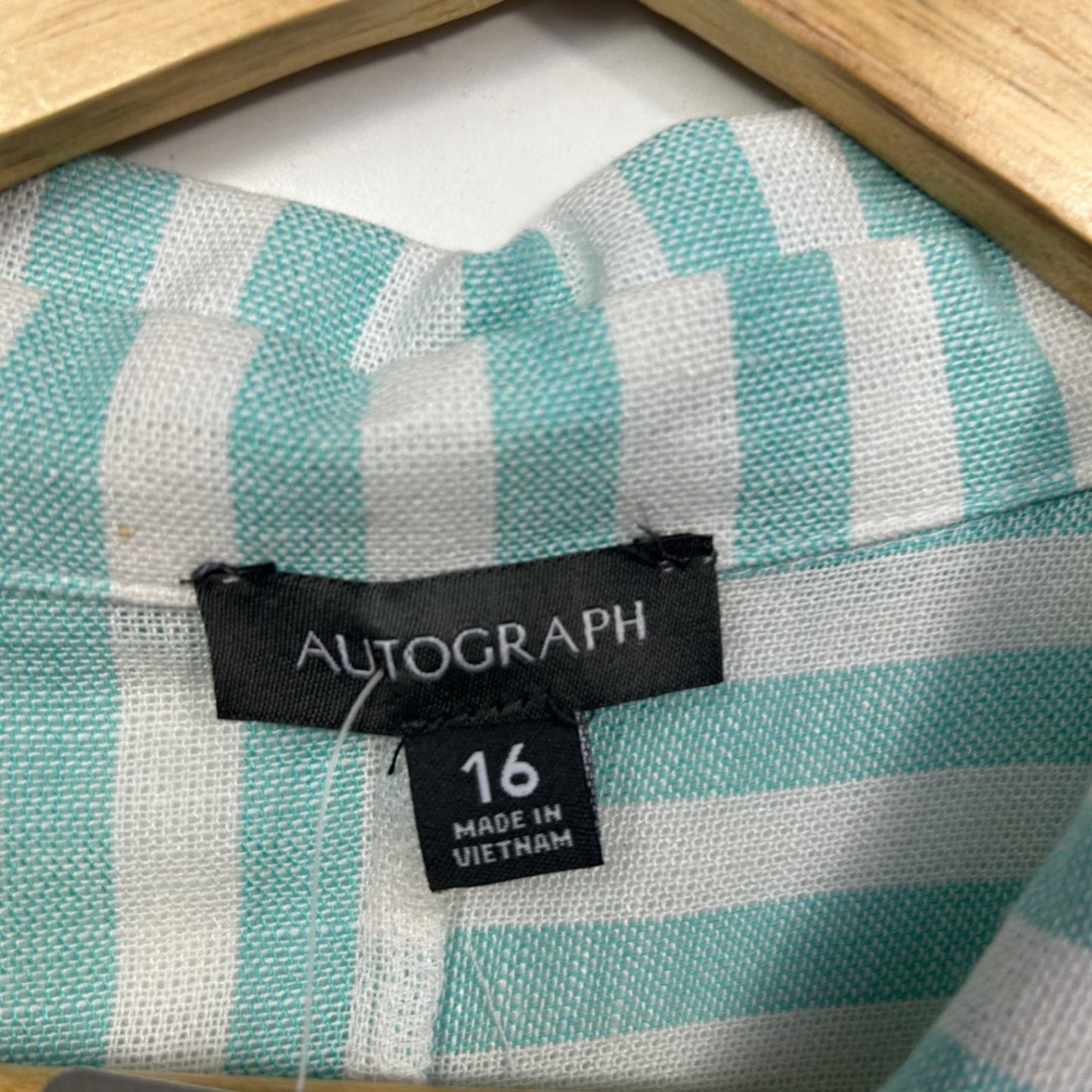 New Autograph Women's Striped Short Sleeve Tiered Linen Shirt Dress Size 16