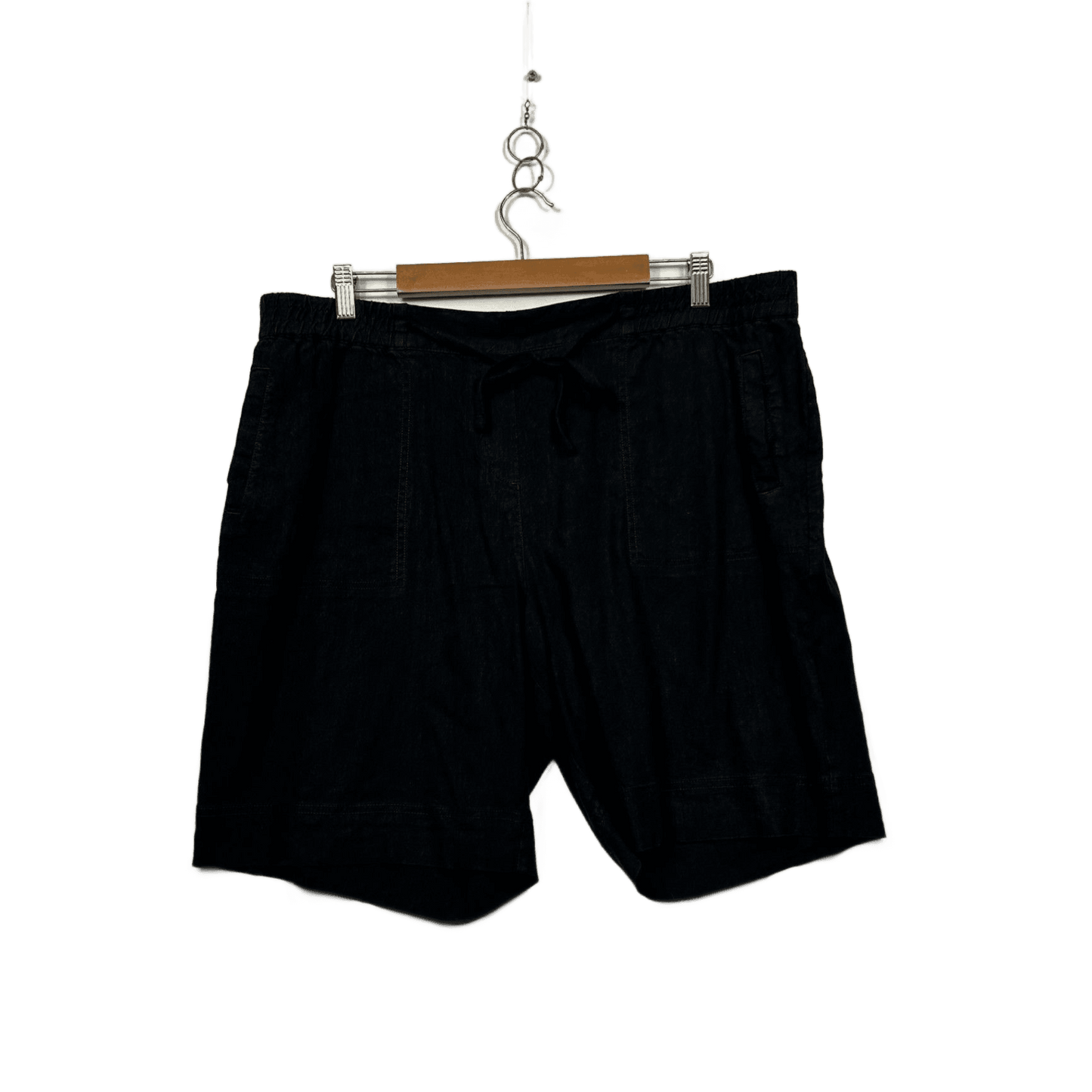Sportscraft Black Linen Blend Casual Shorts Size 18 Pockets