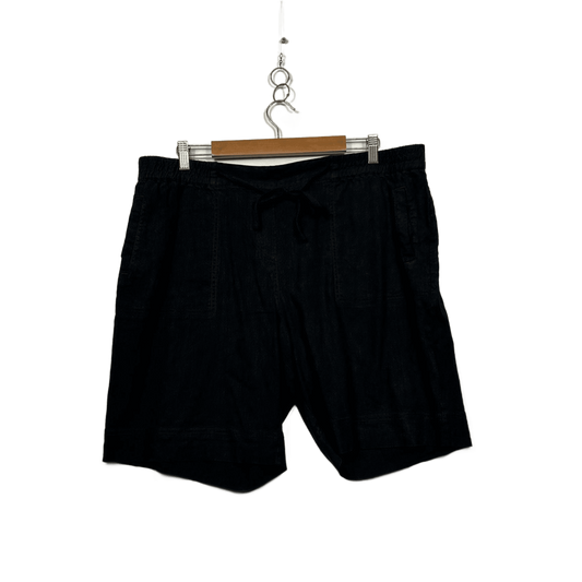 Sportscraft Black Linen Blend Casual Shorts Size 18 Pockets