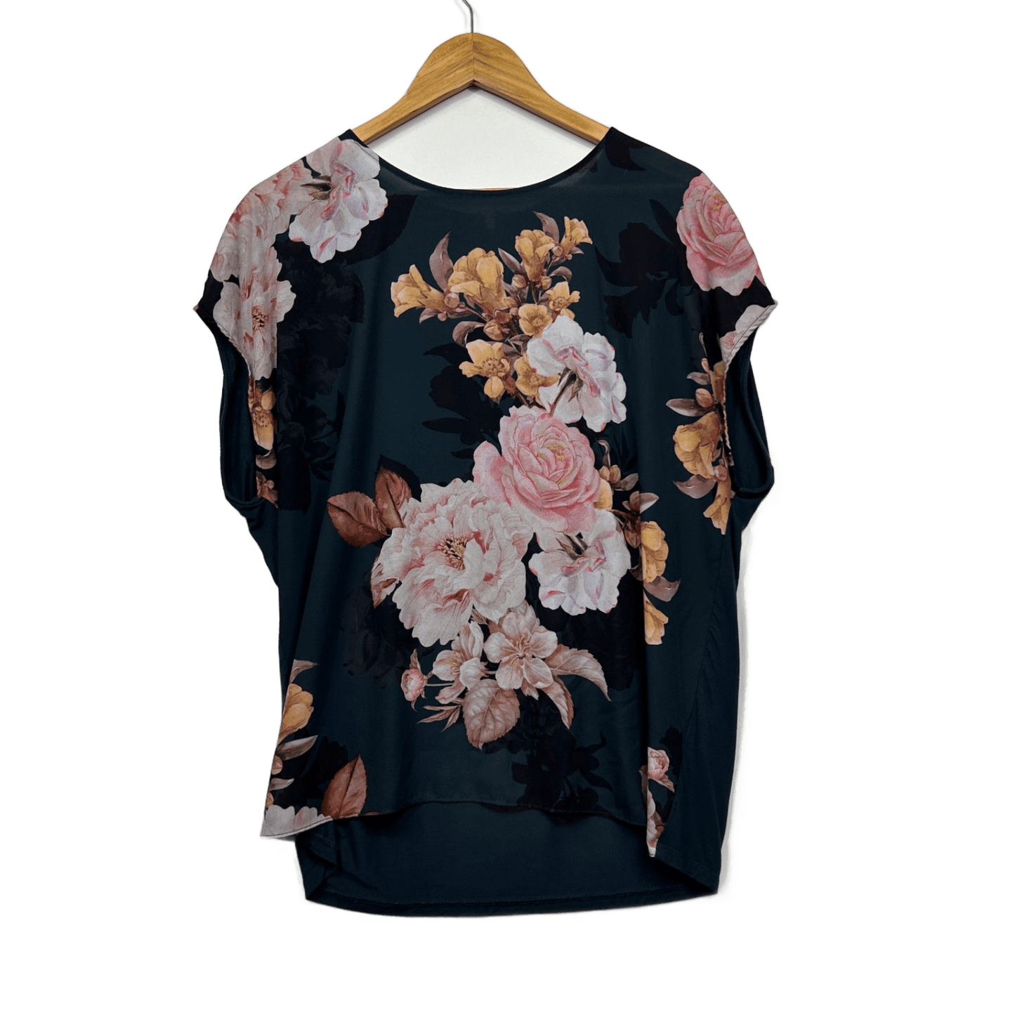 Portmans Multicoloured Floral Short Sleeve Top Blouse Size L 14