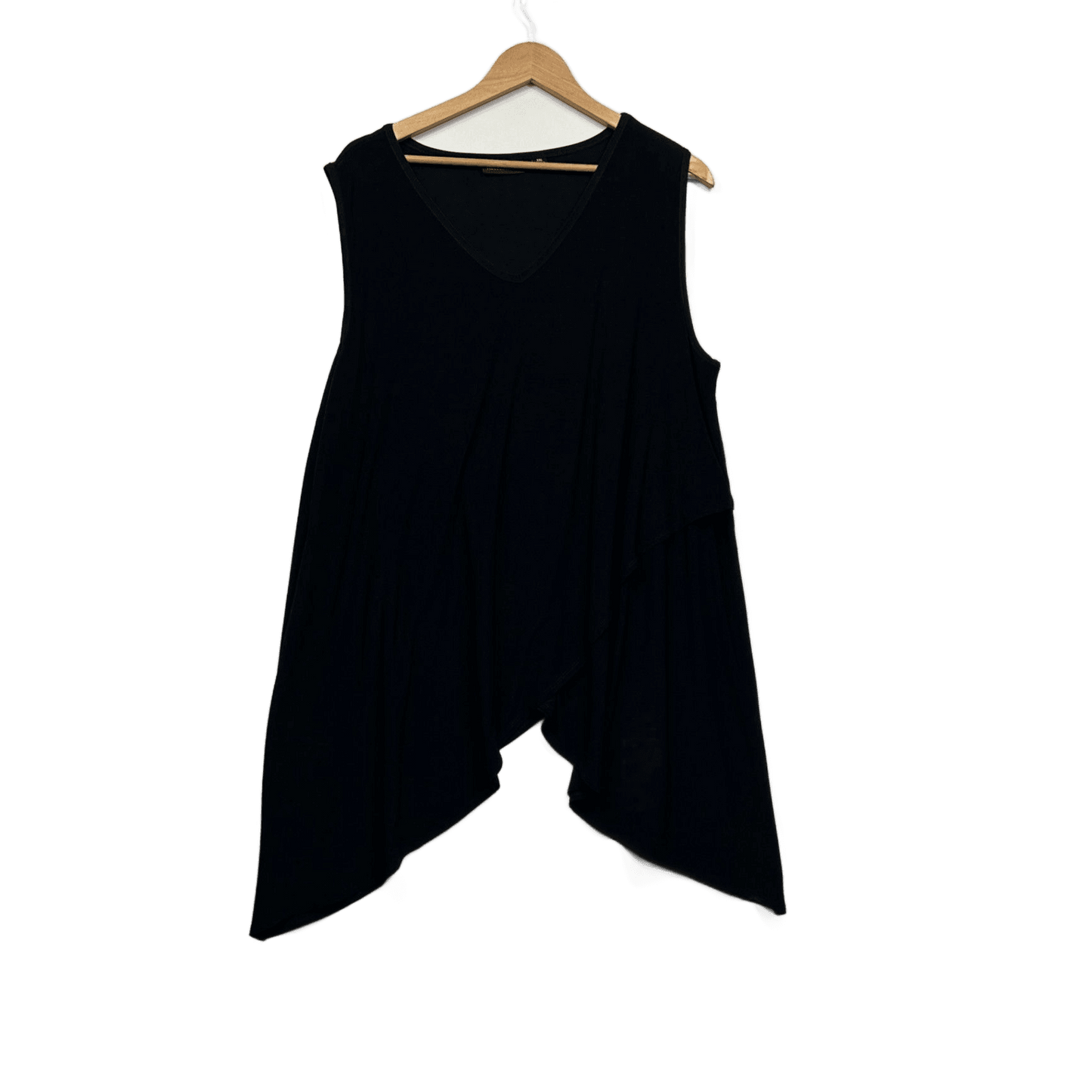 Nina Leonard Black Sleeveless V-Neck Asymmetric Hem Top Tunic Size XXL 2XL