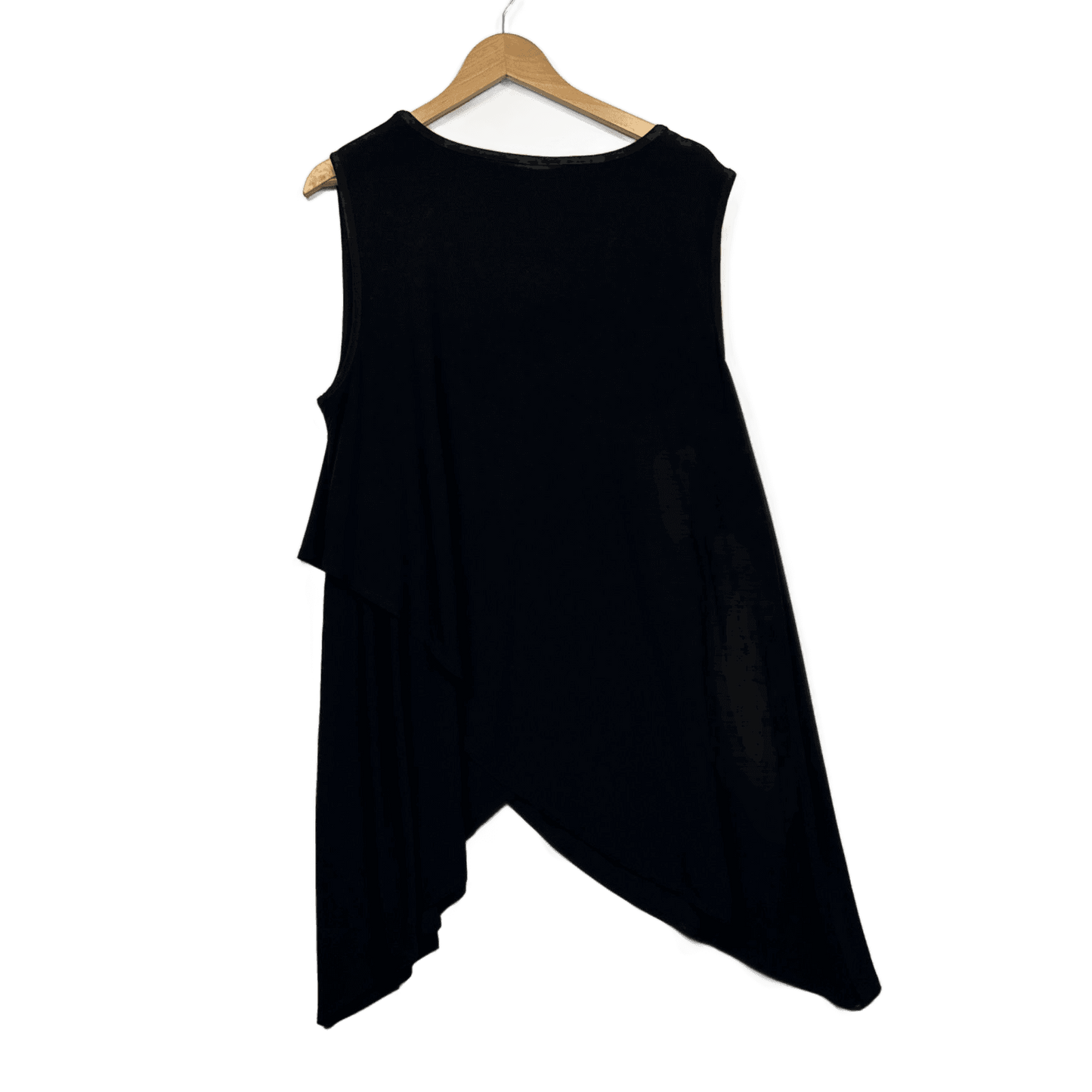 Nina Leonard Black Sleeveless V-Neck Asymmetric Hem Top Tunic Size XXL 2XL