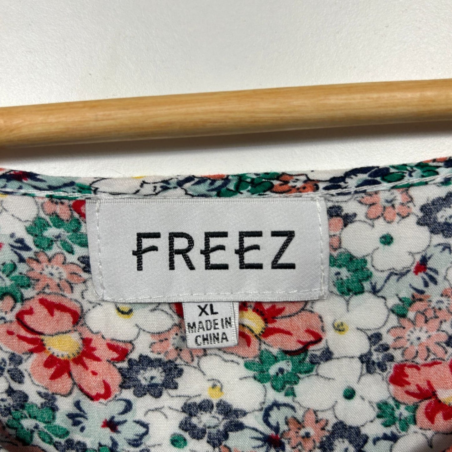 FREEZ Multicoloured Rayon 3/4 Sleeve Floral Rayon Boho Blouse Size XL 14 16