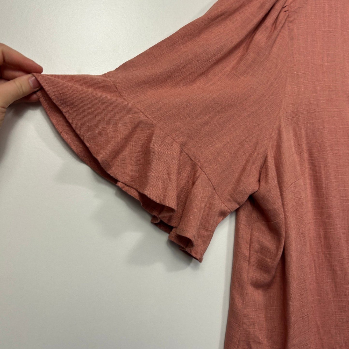 Target Viscose Linen Blend Short Sleeve Ruffle Blouse Top Size 18