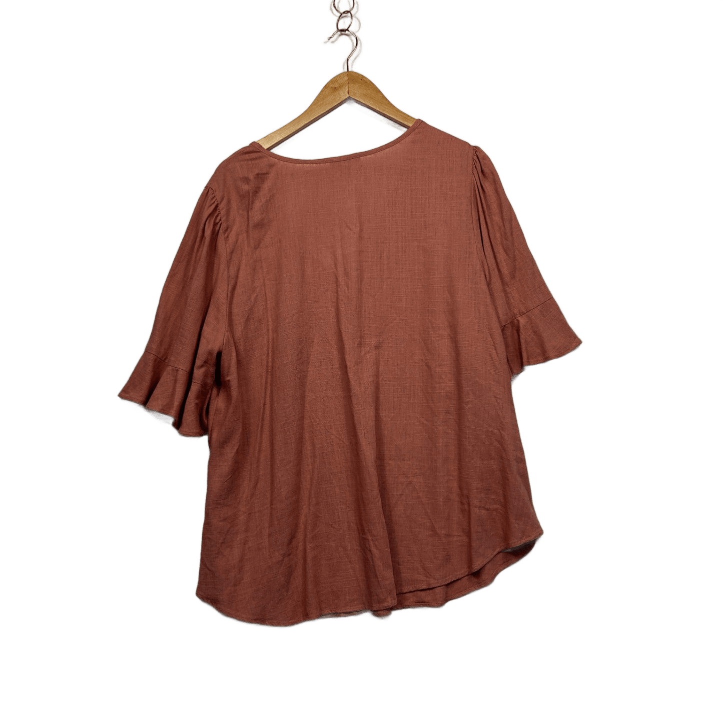 Target Viscose Linen Blend Short Sleeve Ruffle Blouse Top Size 18