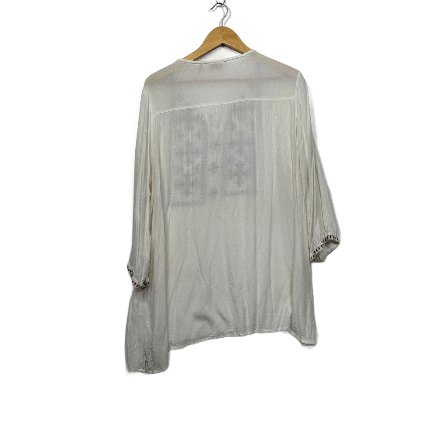 Millers Women's White 3/4 Sleeve Tie Neck Boho Peasant Blouse Size 18