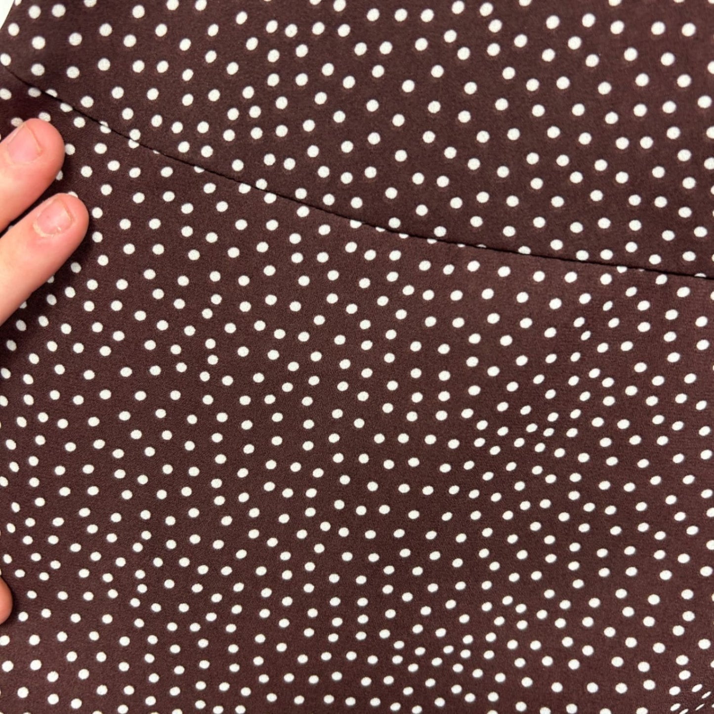 Table Eight Chocolate Brown White Dots Front Tie Top Blouse Size 14