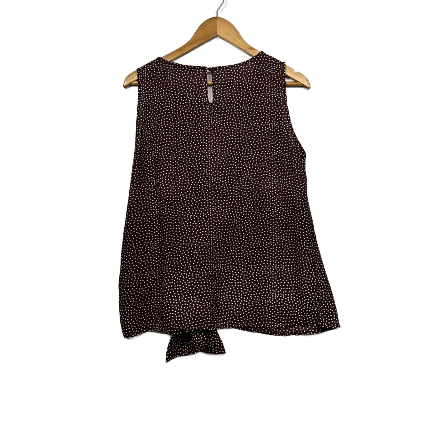 Table Eight Chocolate Brown White Dots Front Tie Top Blouse Size 14