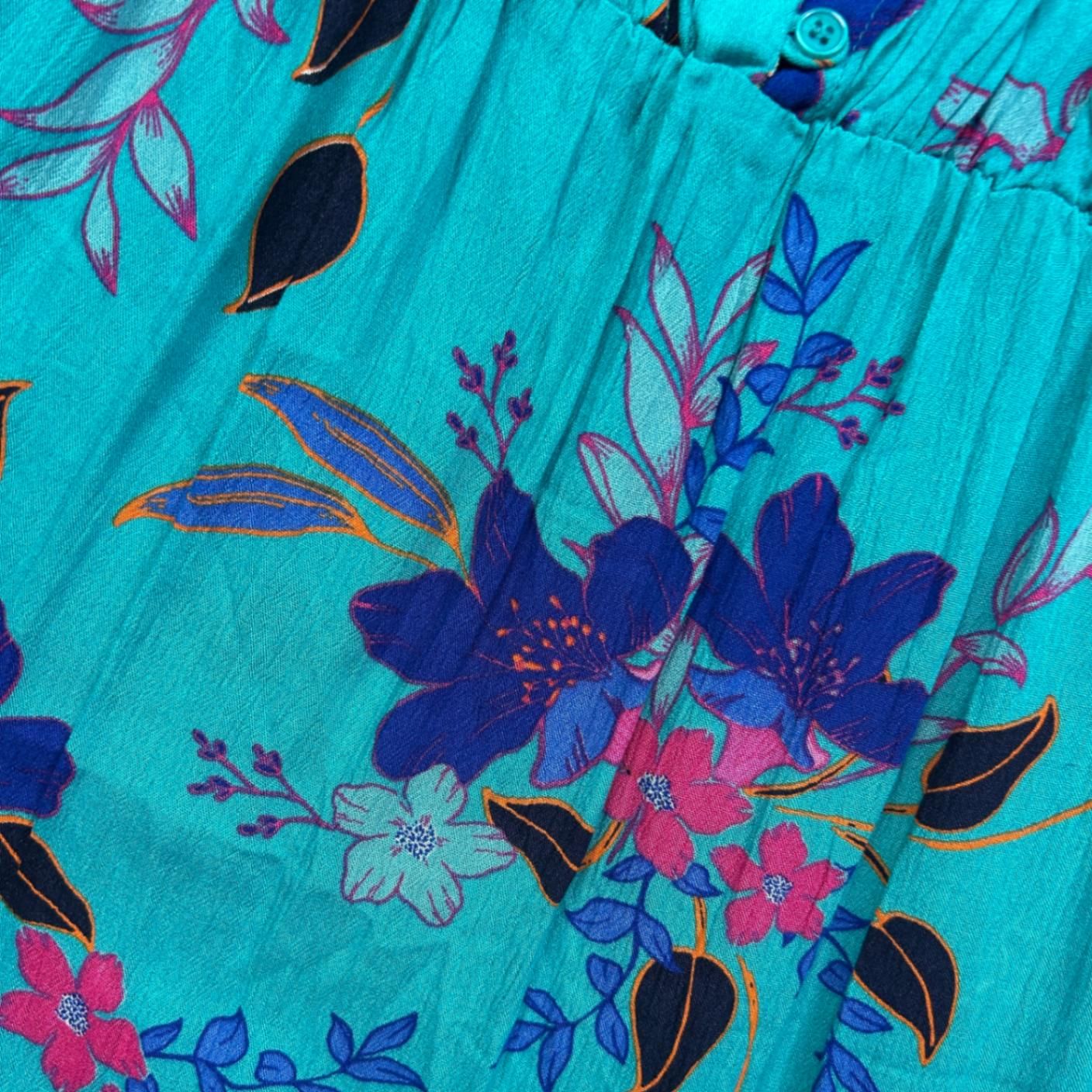 Millers Blue Viscose Short Sleeve Floral Maxi V-Neck Dress Size 14