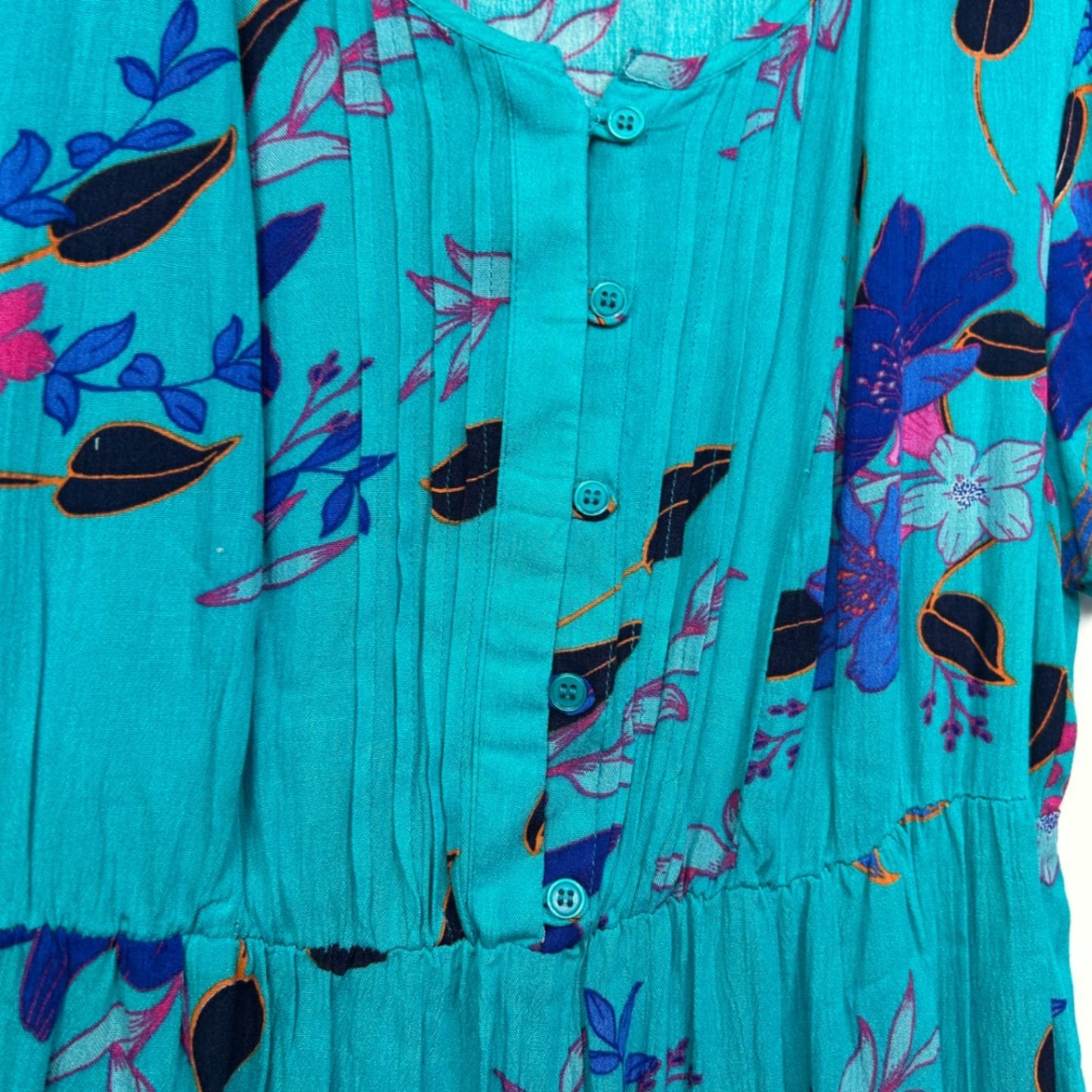 Millers Blue Viscose Short Sleeve Floral Maxi V-Neck Dress Size 14