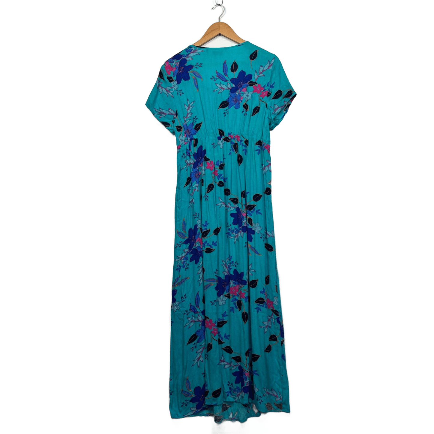 Millers Blue Viscose Short Sleeve Floral Maxi V-Neck Dress Size 14