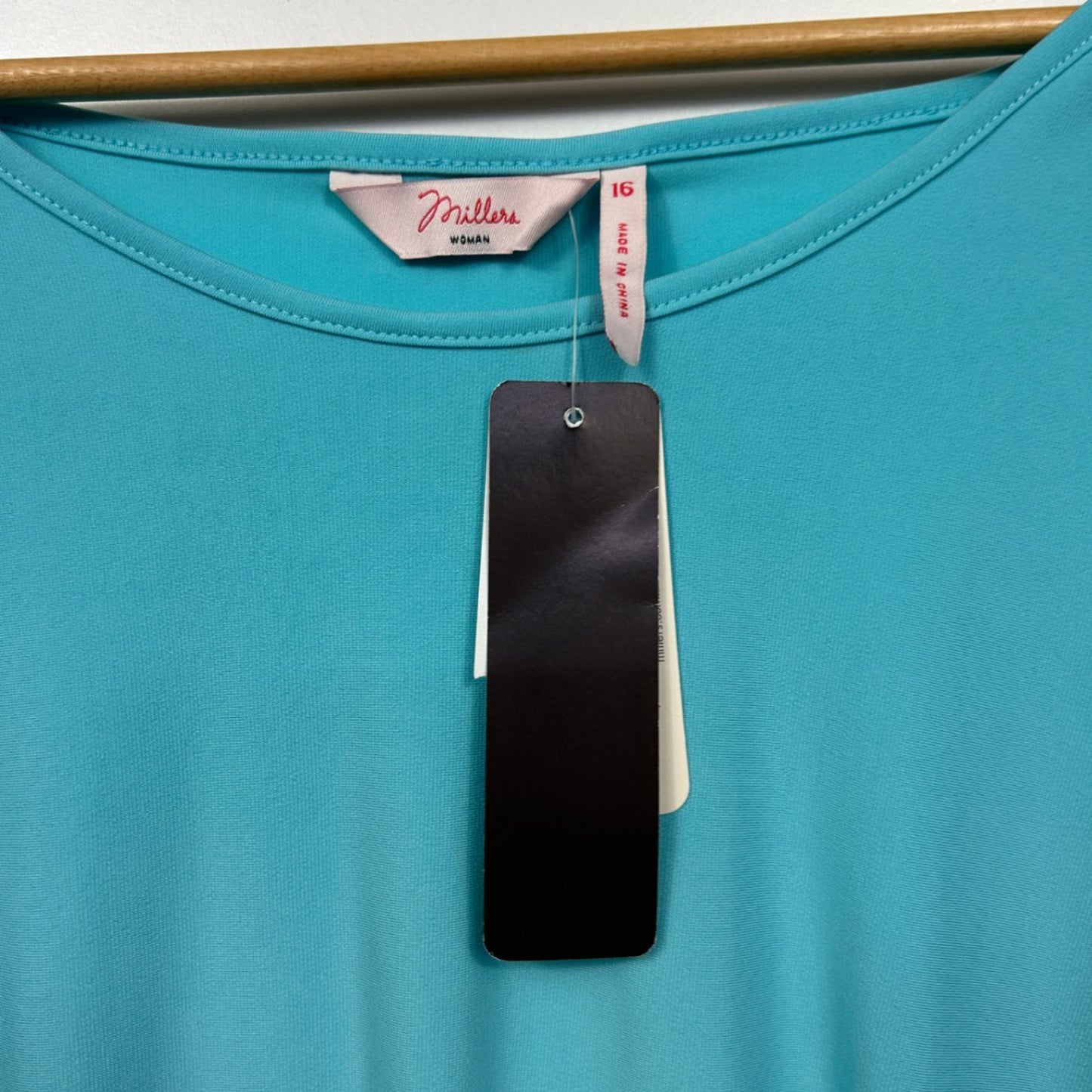 Millers Aqua Split Short Sleeve Tunic Top Size 16