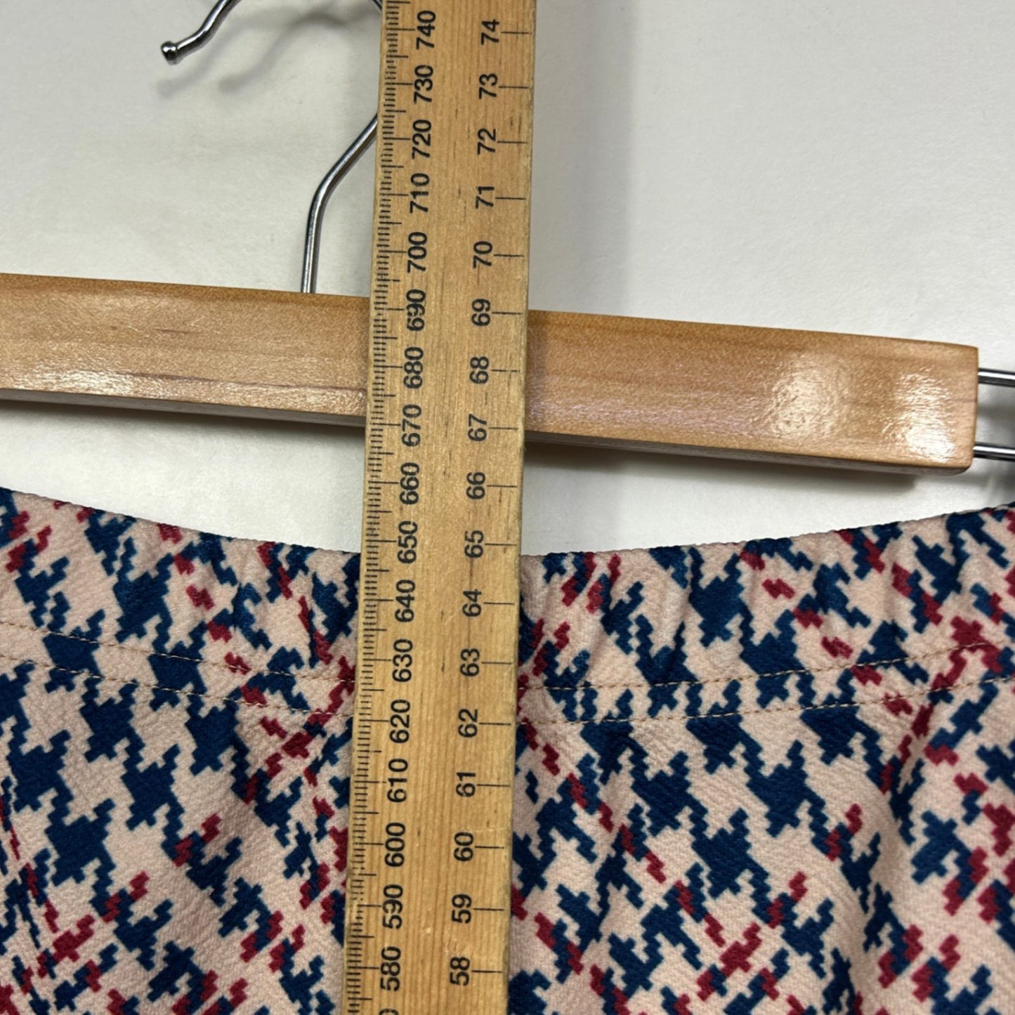 Multicoloured Houndstooth Check Knee Length Skirt Size 5XL Fit 22 - 24