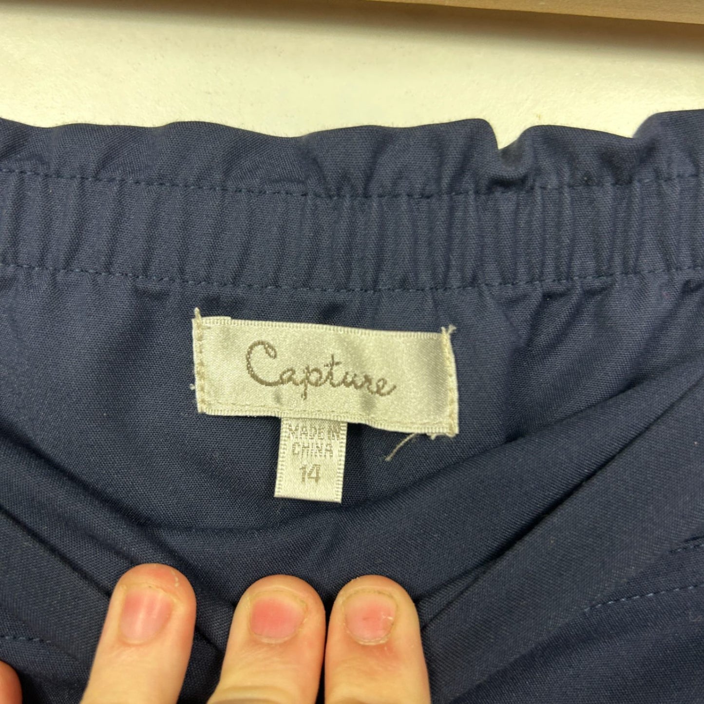 Capture Womens Navy Blue Cropped Pants Size 14 Pull On