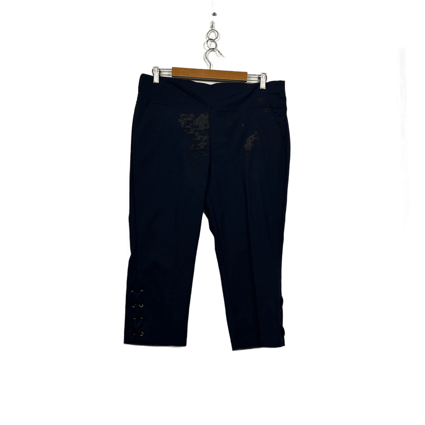 Capture Womens Navy Blue Cropped Pants Size 14 Pull On