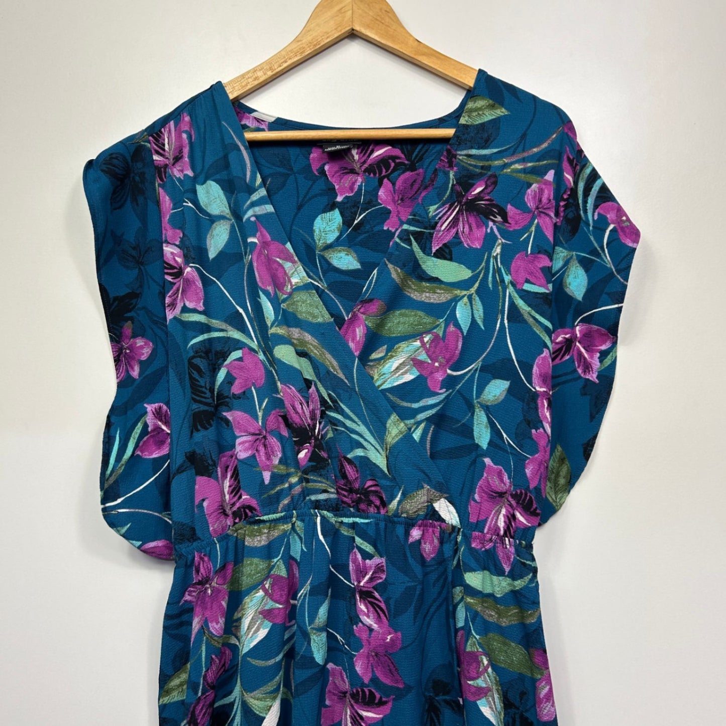 City Chic Women's Teal Short Sleeve Floral Maxi Dress Size 18 Plus M