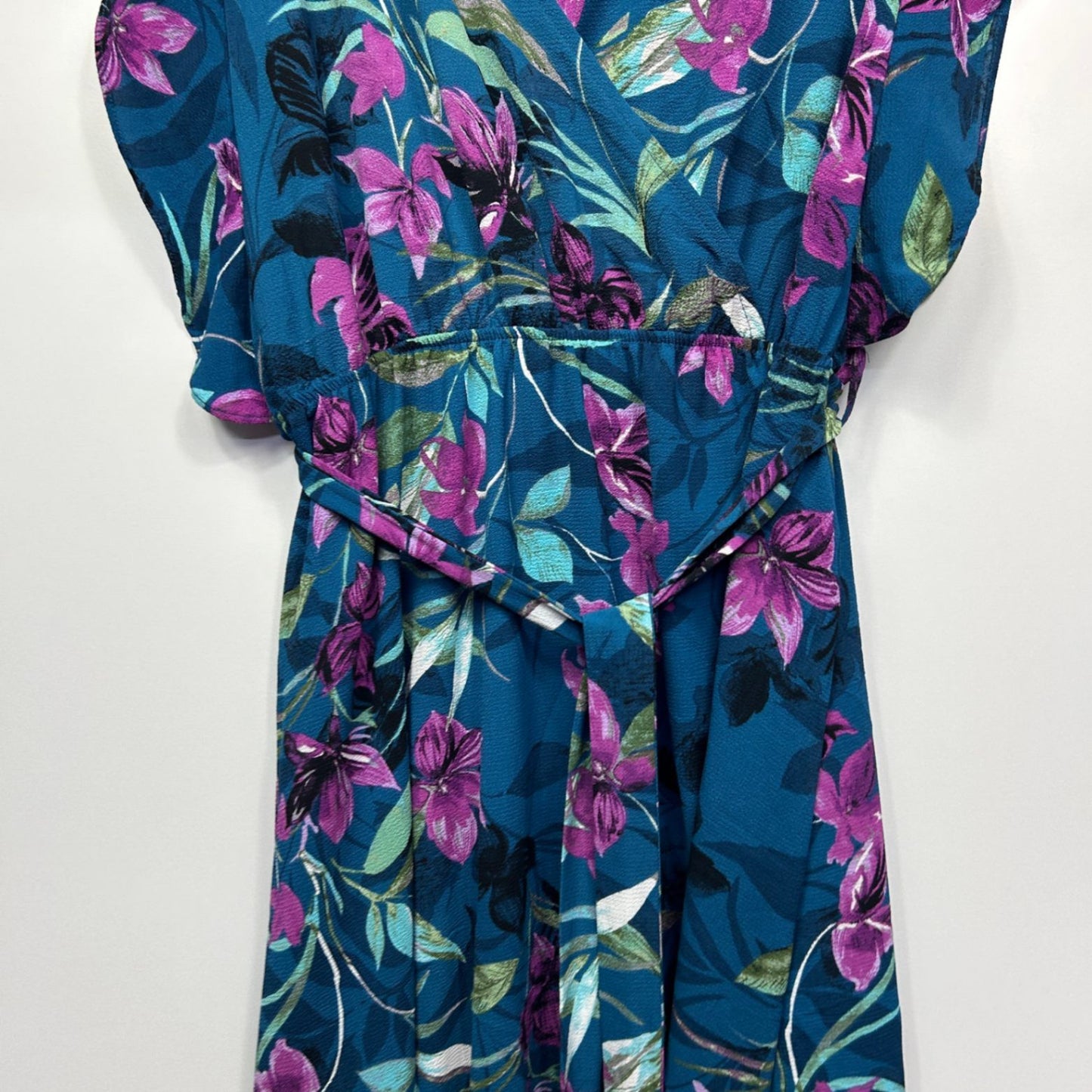 City Chic Women's Teal Short Sleeve Floral Maxi Dress Size 18 Plus M