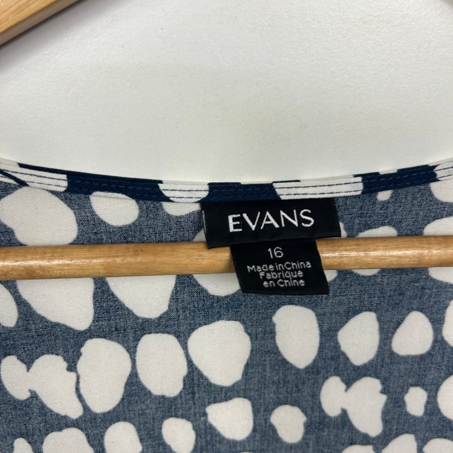 Evans Blue White Cotton Blend Short Sleeve Maxi V Neck Dress Size 16