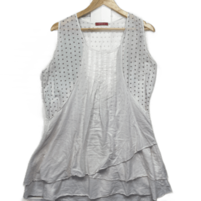 Namastai White Cotton Sleeveless Round Neck Layered Boho Blouse Size Large 14