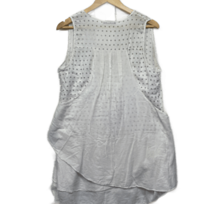 Namastai White Cotton Sleeveless Round Neck Layered Boho Blouse Size Large 14