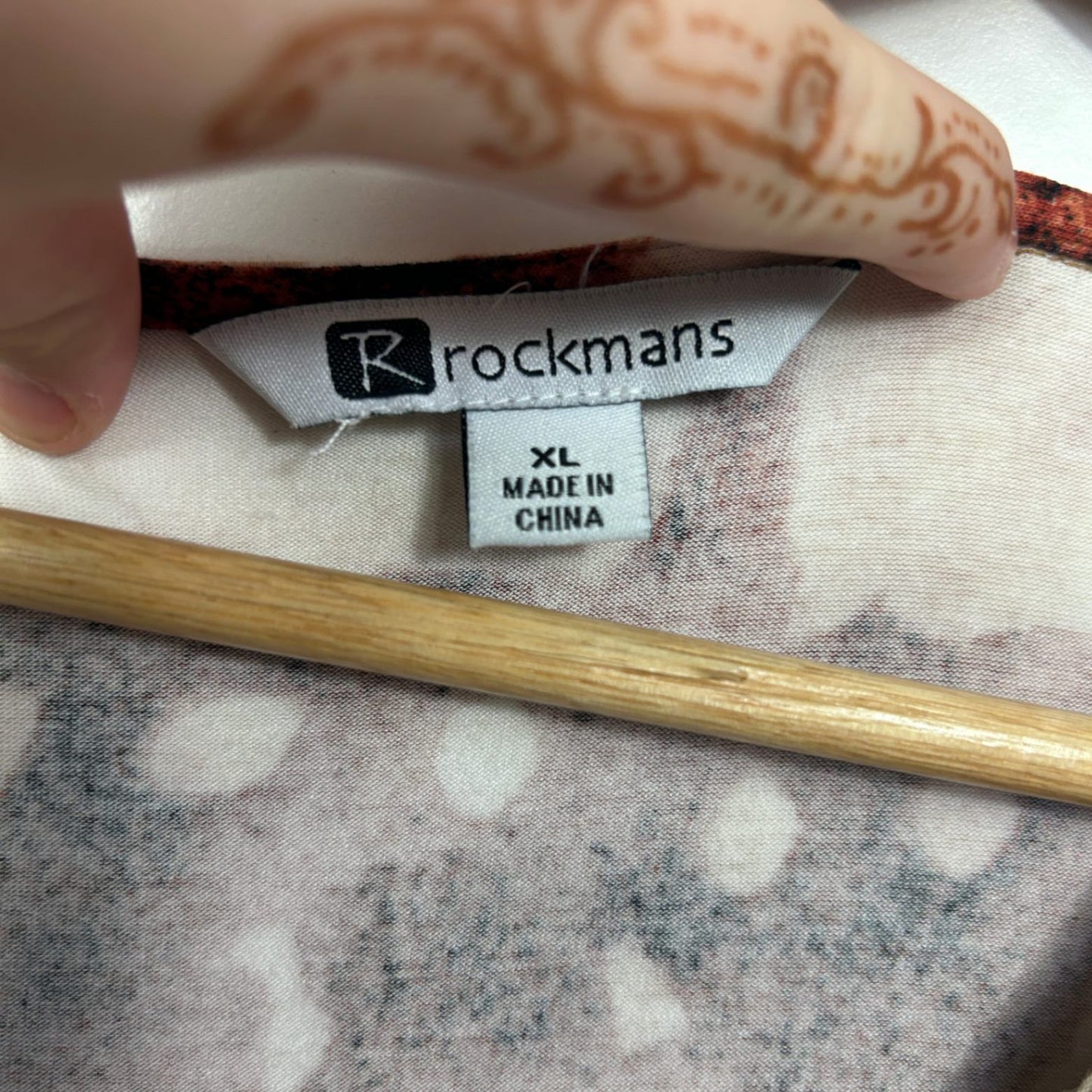 Rockmans Top Size XL 16 3/4 Sleeve Front Tie
