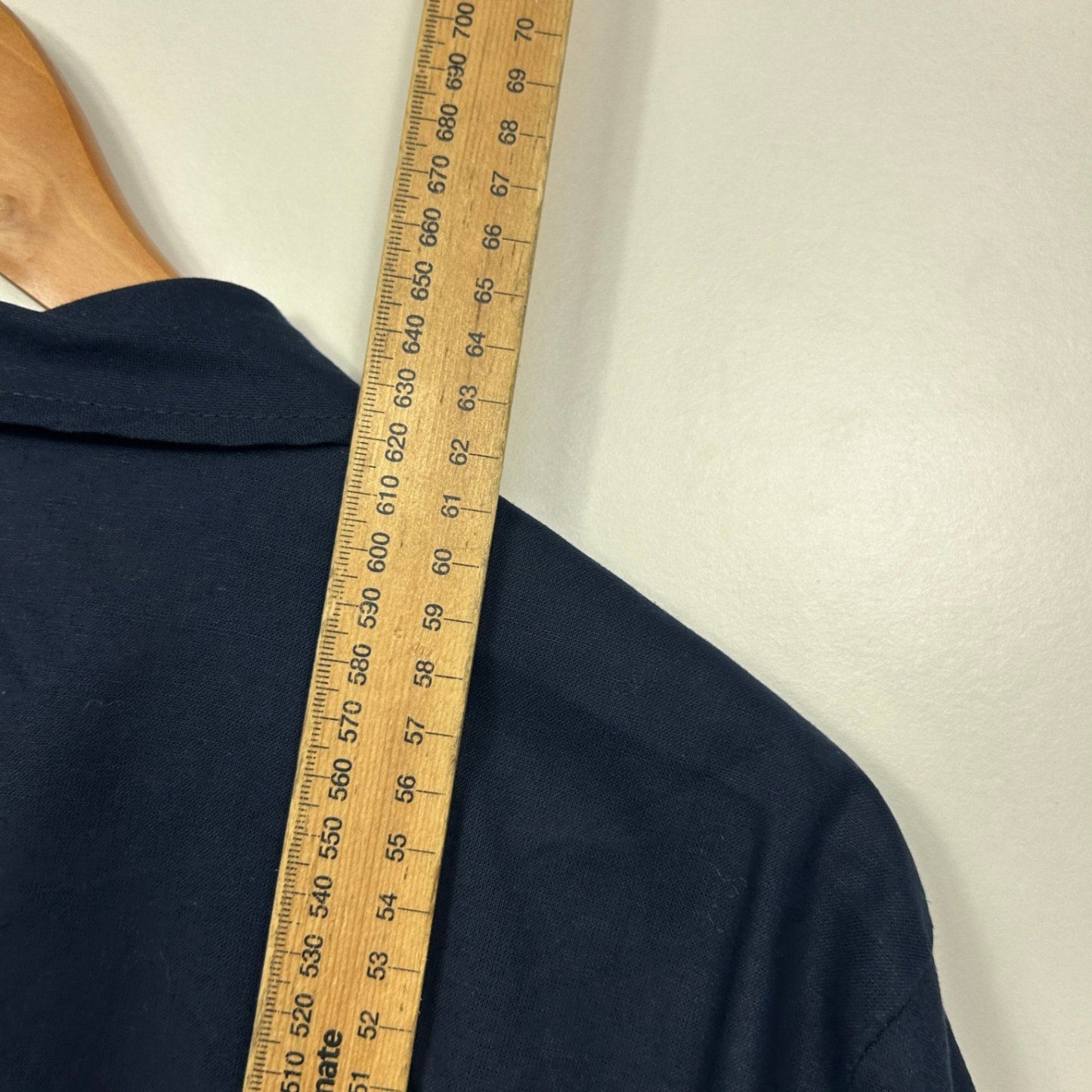 Autograph Linen Blend Navy Open Front Waterfall Jacket Top Size 26
