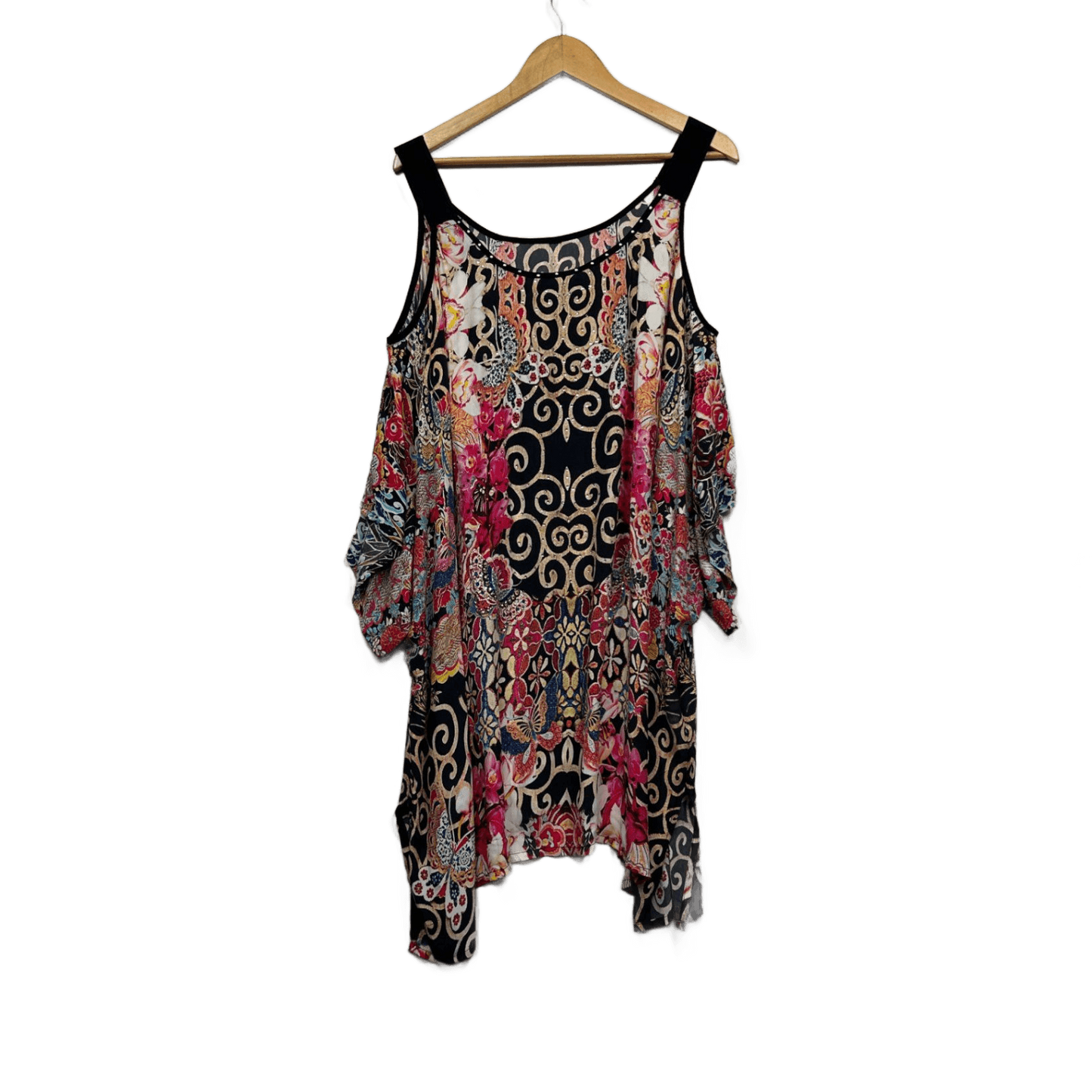 Taking Shape Tunic Top Size 20 22 Multicoloured Cold Shoulder Sleeve