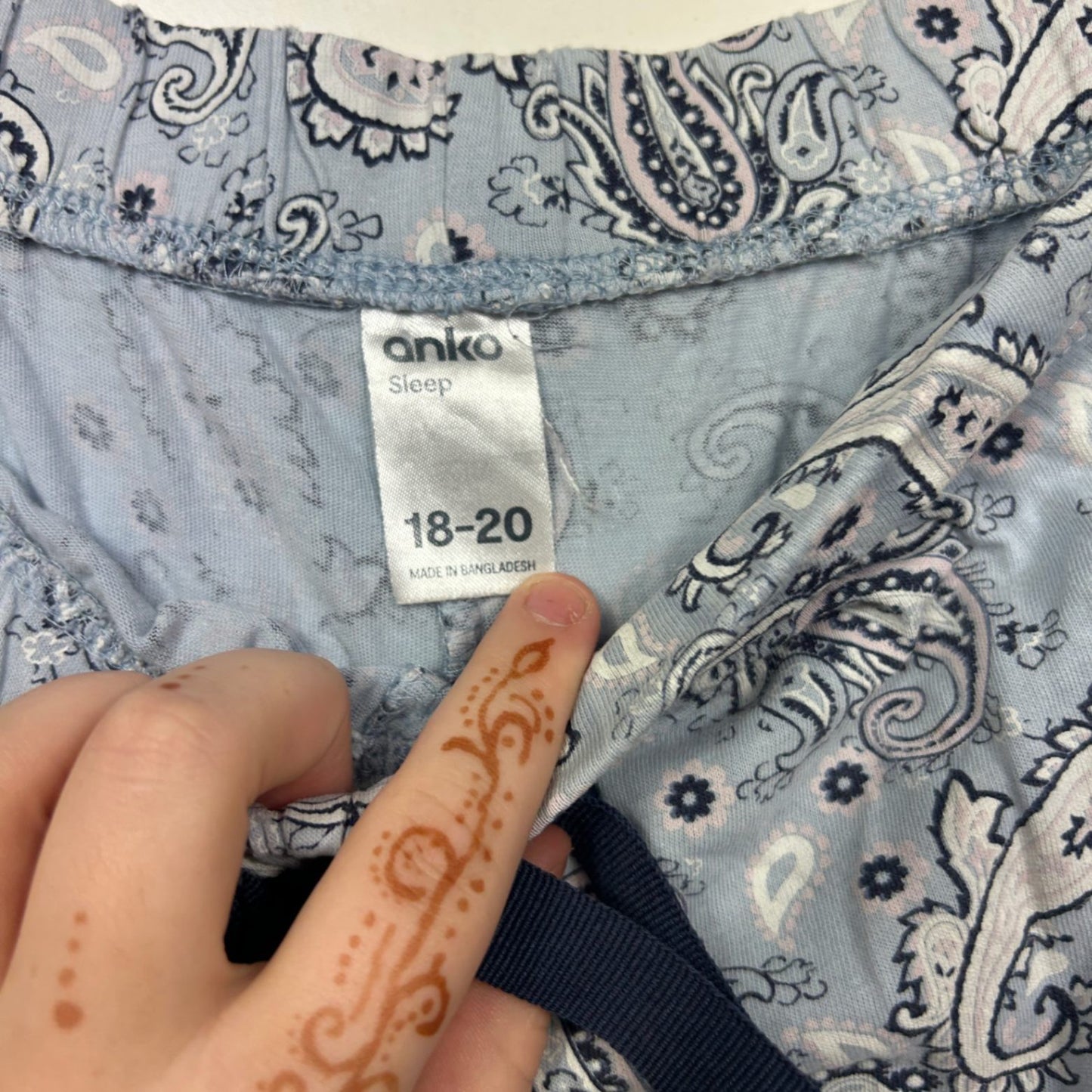 Anko Sleep Blue Paisley Pyjama Bottoms Size 18-20