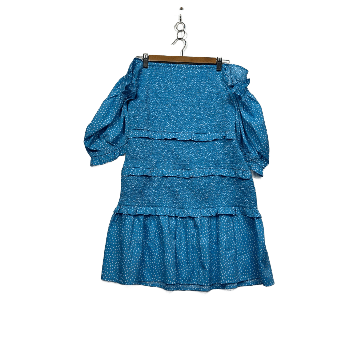 Boohoo Blue Tiered Off the Shoulder Ruched Dress Size 18