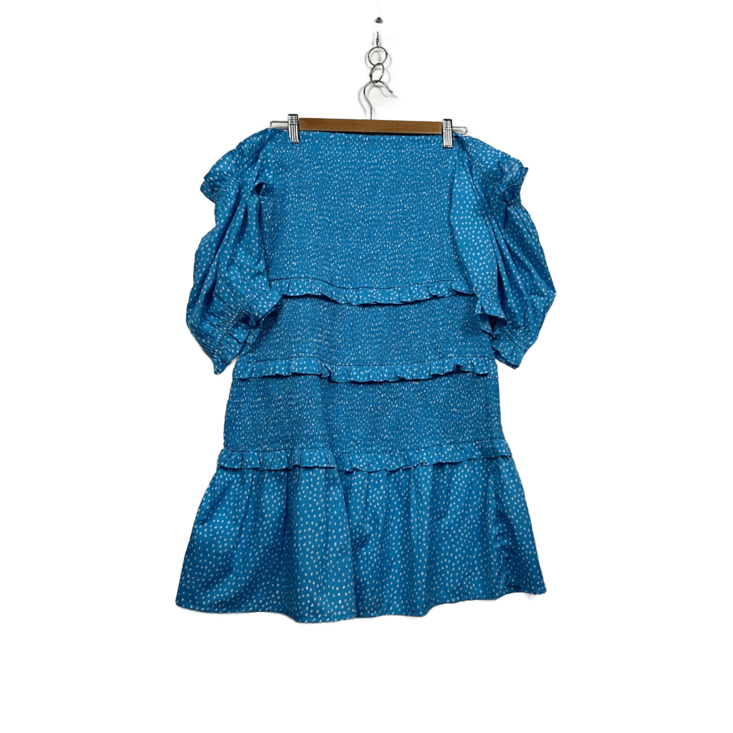 Boohoo Blue Tiered Off the Shoulder Ruched Dress Size 18