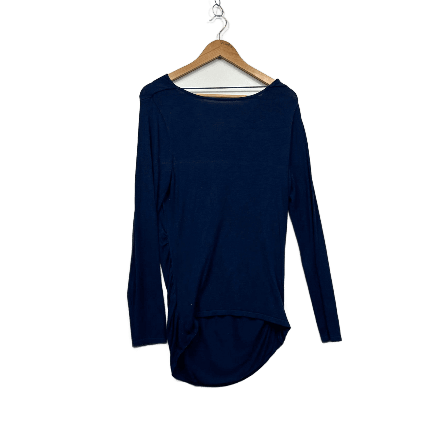 Jacqui E Womens Navy Blue Long Sleeve Cowl Neck Pullover Knit Top Size 14 16