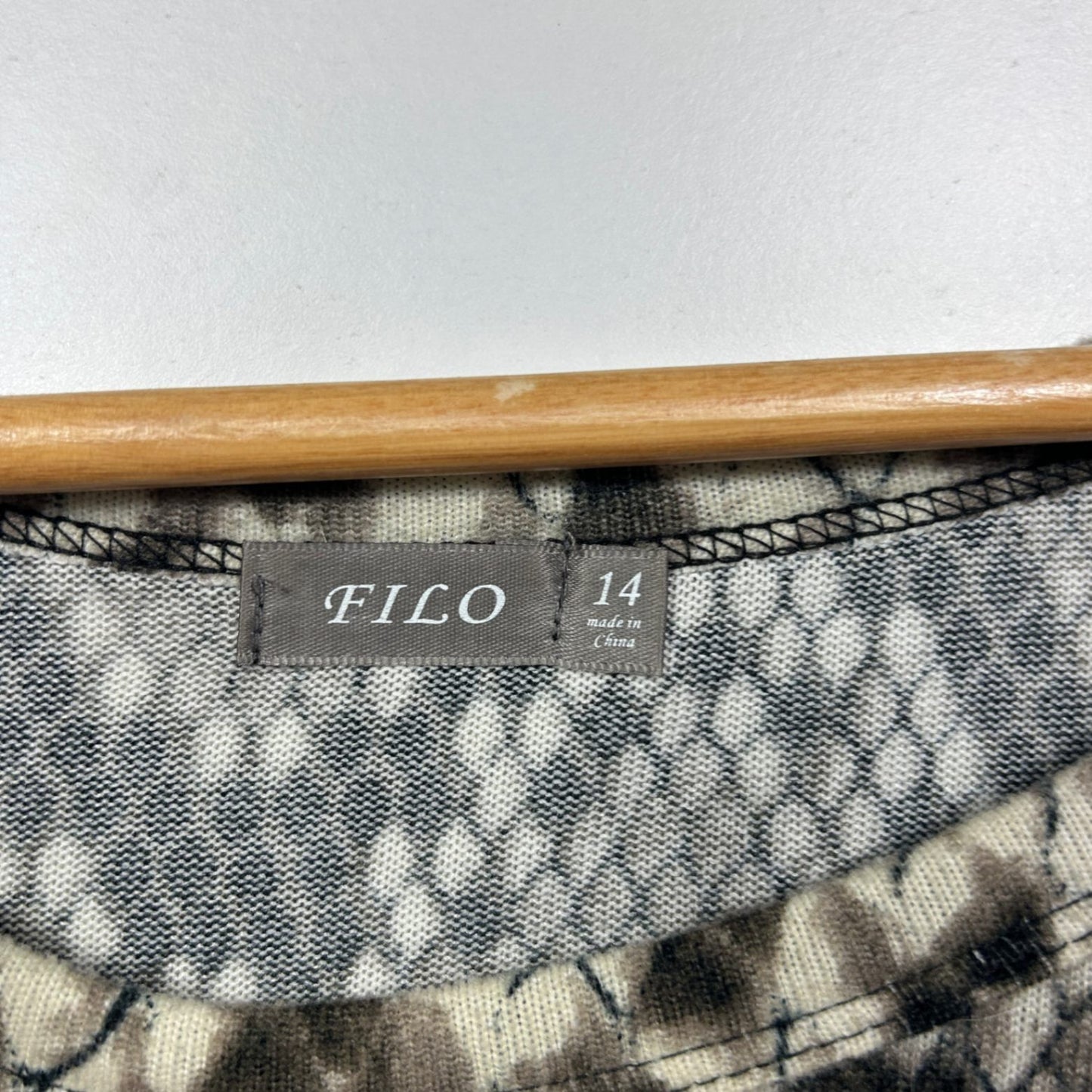 FILO Brown Black  Long Sleeve Snakeskin Print Top Size 14