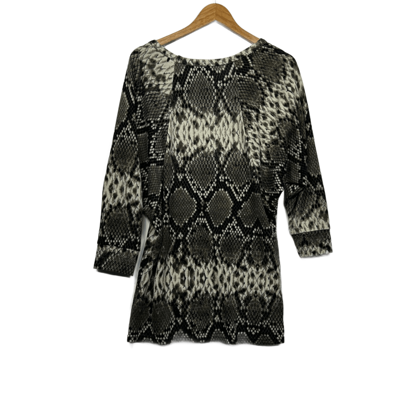 FILO Brown Black  Long Sleeve Snakeskin Print Top Size 14