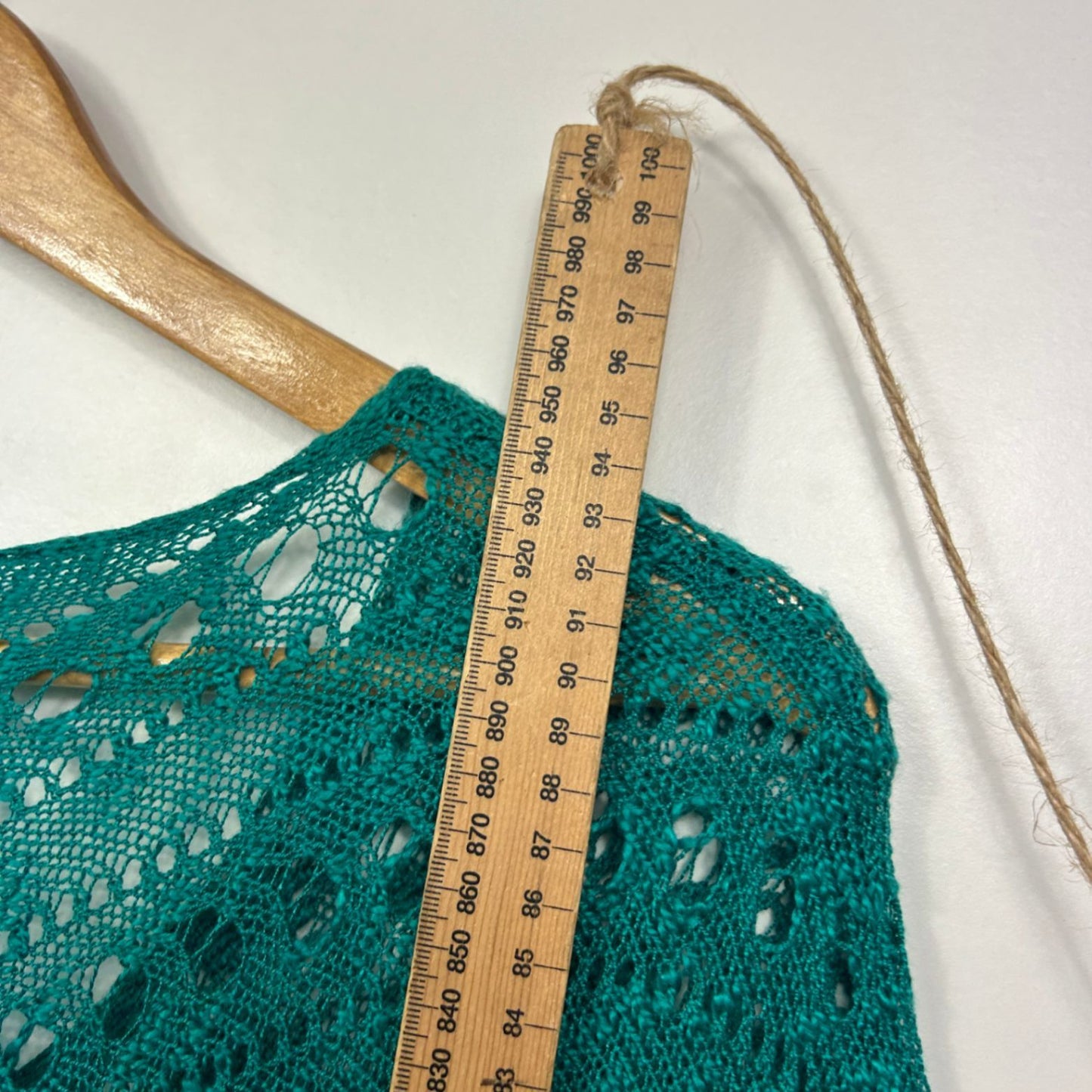 SES Green Cotton Blend Sheer Knit Boho Cover Up Dress Size 14