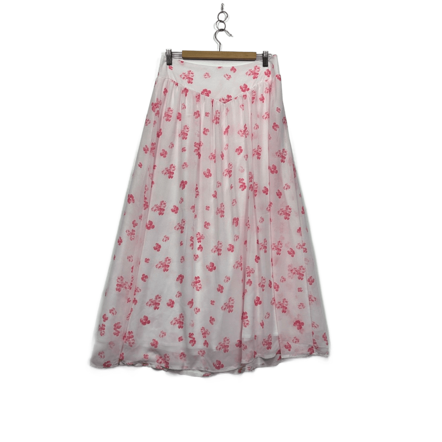 Shein Pink White Floral Maxi Skirt Size XL 14 16