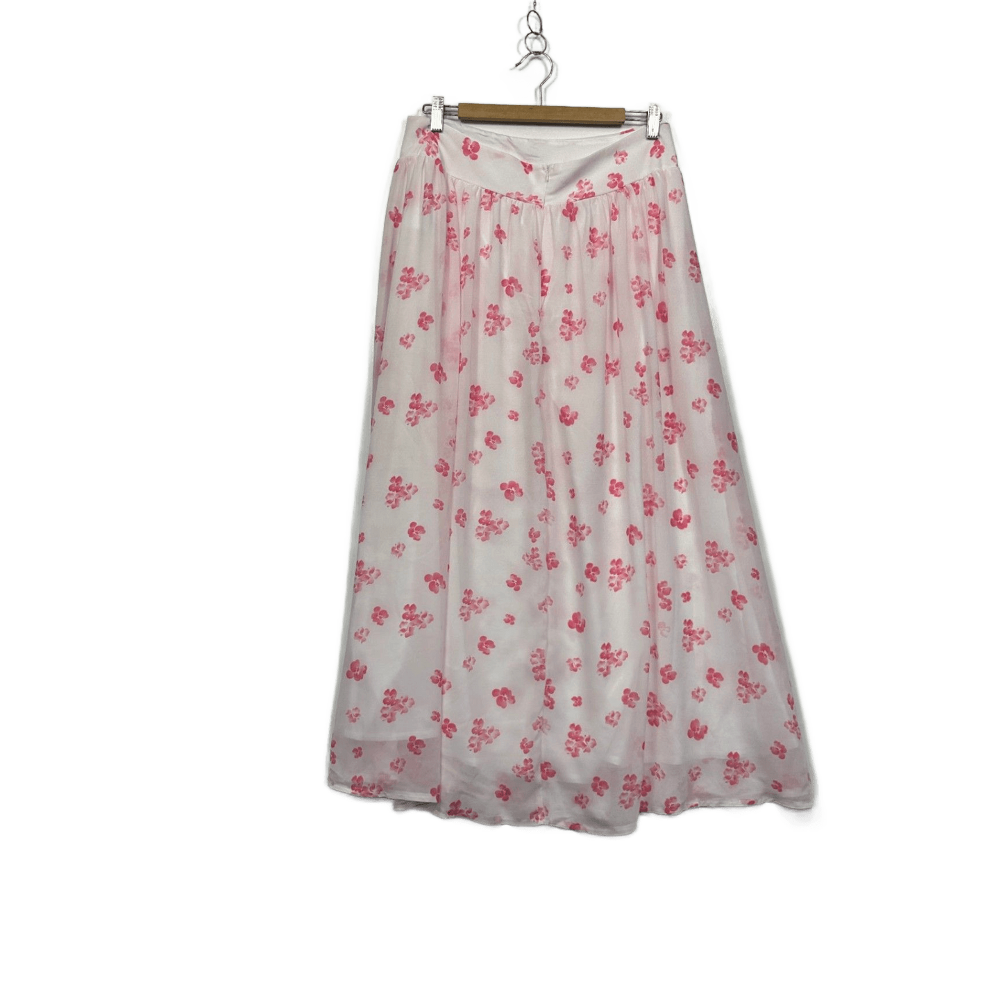 Shein Pink White Floral Maxi Skirt Size XL 14 16